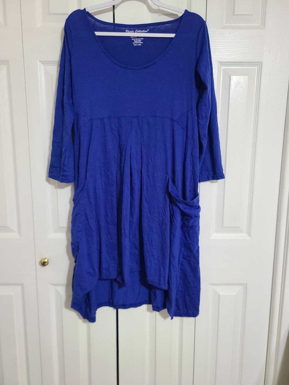 Pleats collection small women's blue pleated high low dress